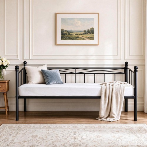Single metal day bed white - metal,