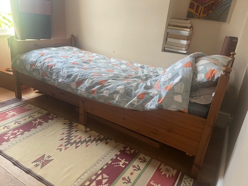 Wooden single bed frame with - wooden,