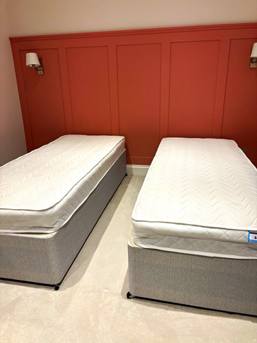 Pair grey single divan - divan, beds