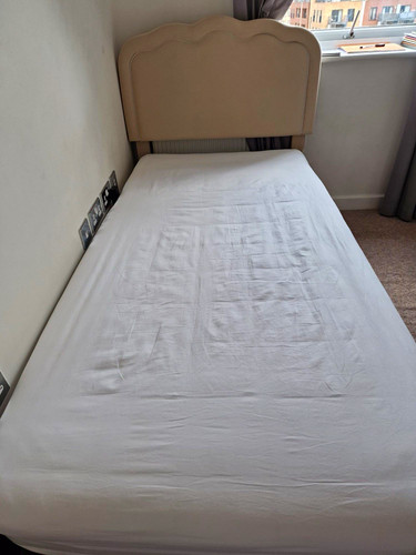 Beige single bed frame with - beige,