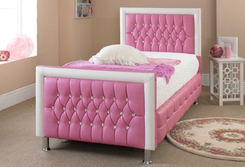 Pink leather bed - pink, with