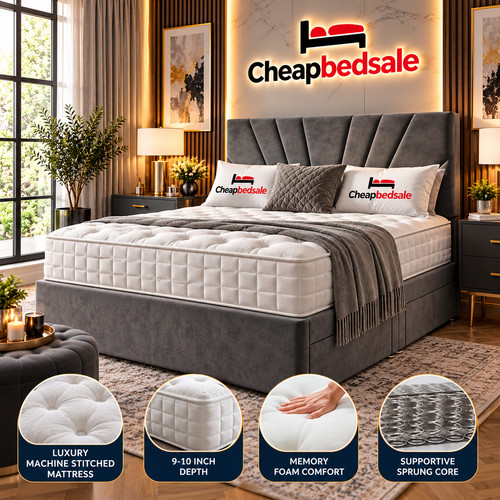 Plush divan bed set - bed, with