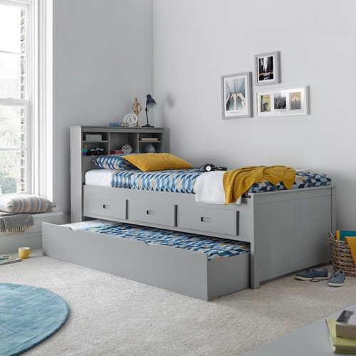 Veera grey wooden bed with - veera,