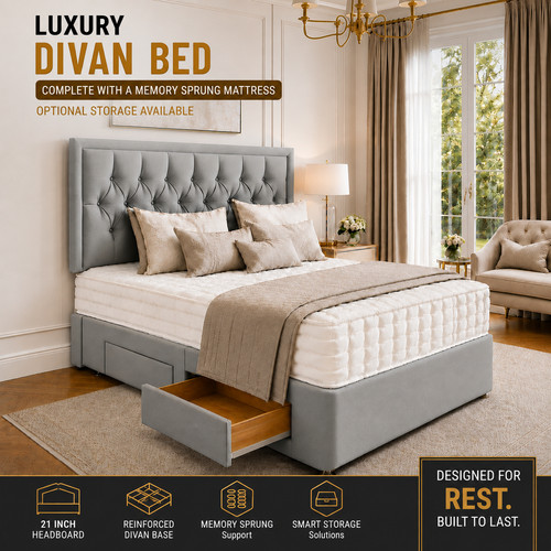 Plush divan bed set with - divan,