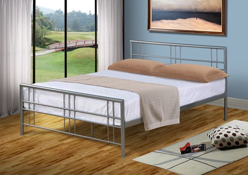 Metal bed frame silver - in,