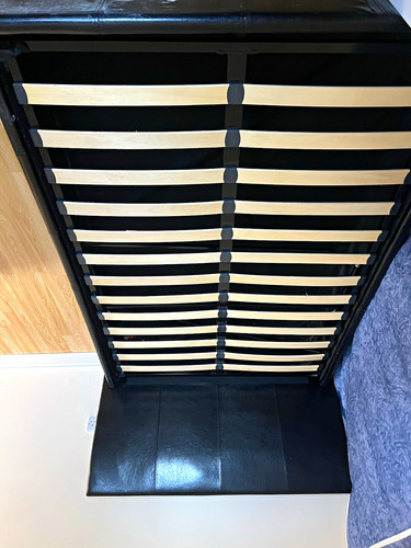 Black faux leather single bed - leather,