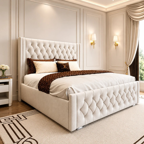 Winged panel plush velvet bed - plush,