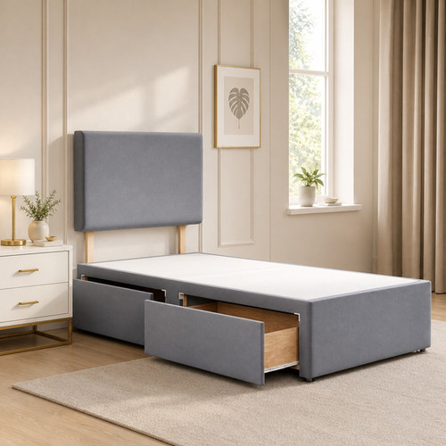 Single divan bed - with, plush